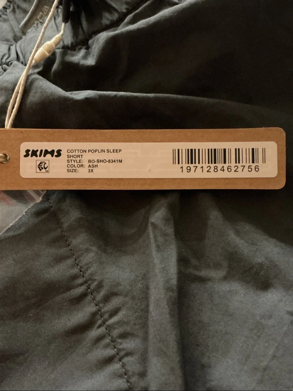 SKIMS NWT MENS Cotton Poplin Sleep Shorts in Ash Gray SIZE 3X